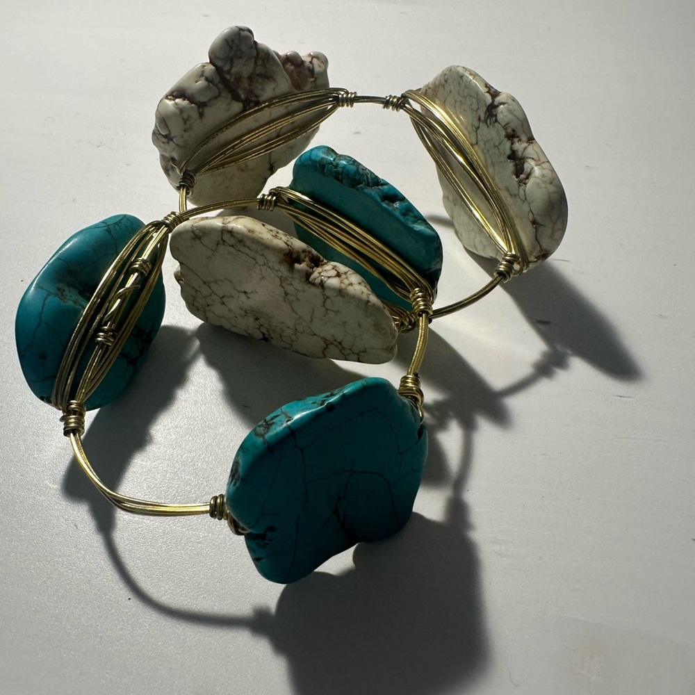 White and turquoise bracelets